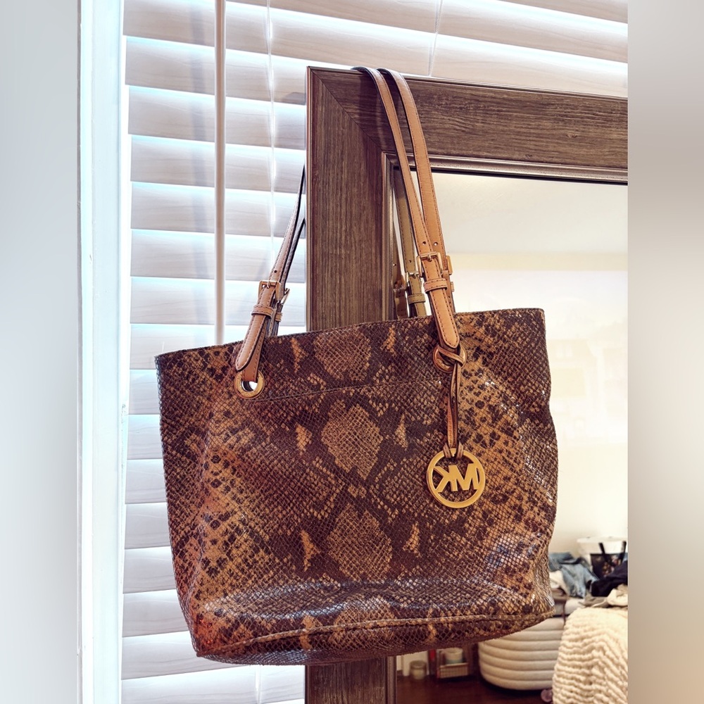 Michael Kors Tan Snake Print Tote